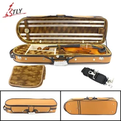 New Plywood & Nubuck Leather Rectangle Full Size Violin Case Big Storage Space 4/4 Violino Case Hygrometer Belt