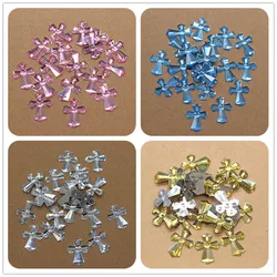 100pcs 14*18mm Acrylic Cross Charm Flatback Cabochon Embellishment Accessories DIY Craft Scrapbooking Accessories