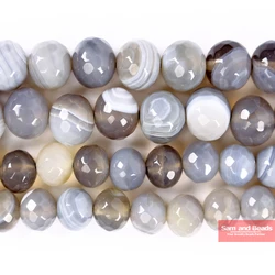 Wholesale Natural Stone Faceted Gray Stripe Agates Beads For Necklace Bracelet Making 4 6 8 10 12mm FGSB9