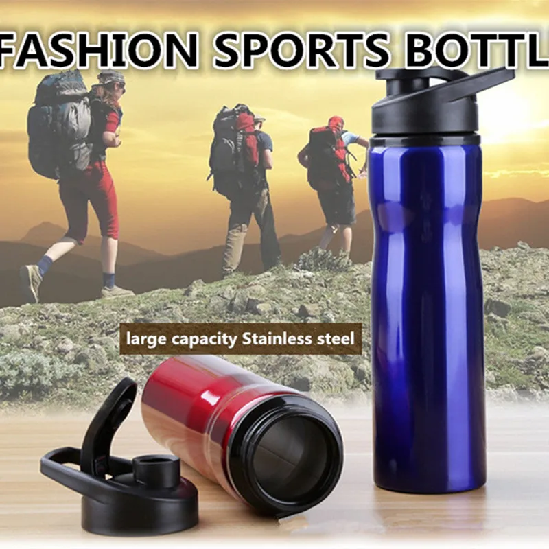 750ML Stainless Steel 304 Sports Outdoor Mountaineering Kettle With Baking Print Portable My Water Bottle With Handle Lid