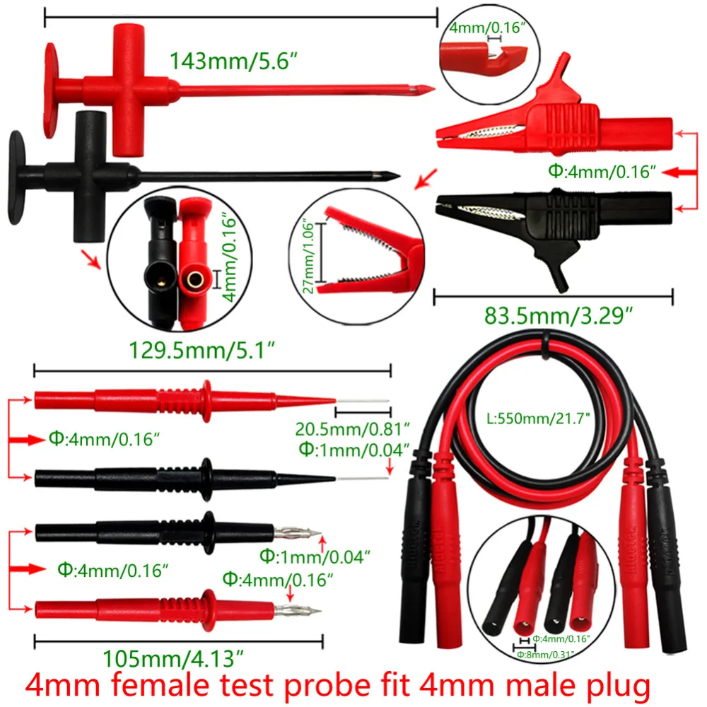 Aidetek 2 unità di filo di silicone punte Automotive Isolamento Piercing Multimetro digitale di prova del tester cavi auto kit sonde 2TLP20260