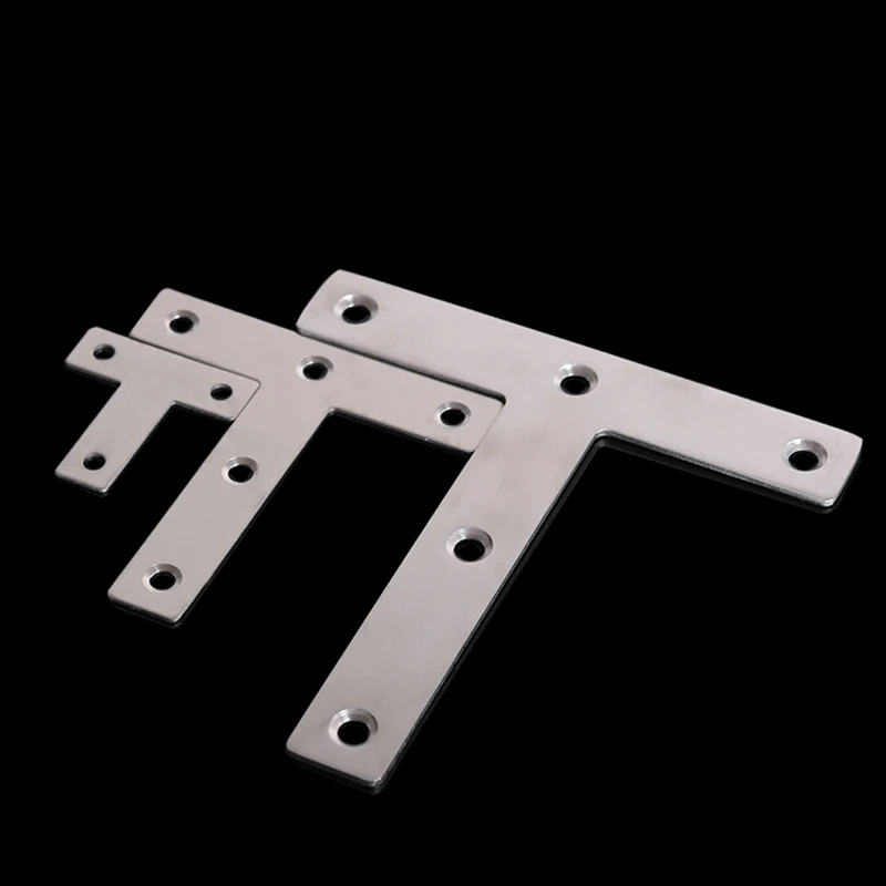 HOT 20PCS Stainless Steel Angle Corner Brackets T shape Furniture Frame Board Support Shelf Connectors Repairs Fittings