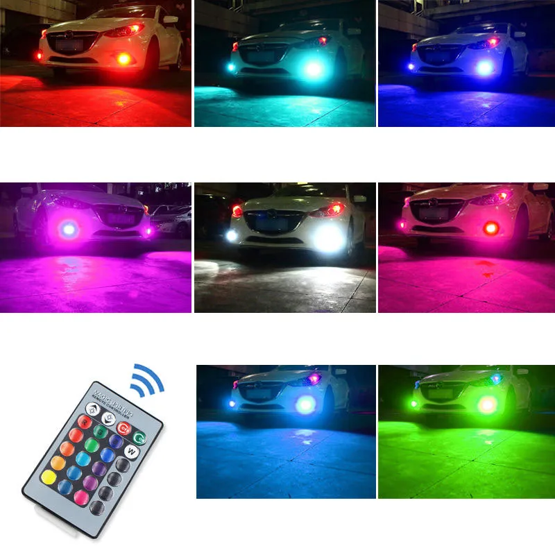 JX-LCLYL 2pcs RGB Wireless Control H11 27LED Decoration DRL Fog Light Bulbs+Remote