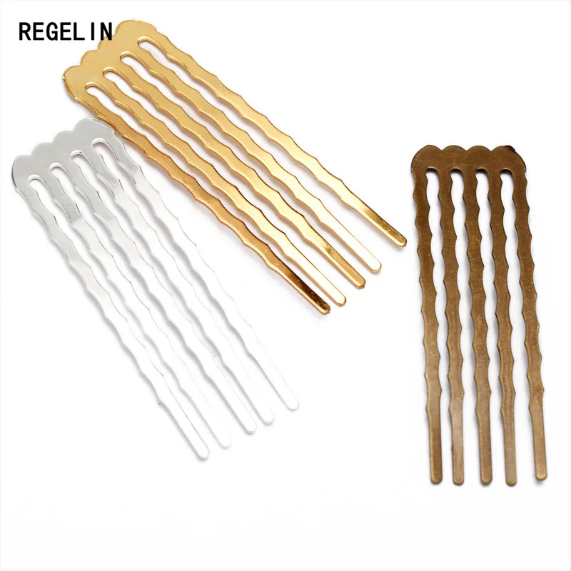 REGELIN 10pcs/lot 50mm 5/10/13teeth Copper Comb Hair Jewelry Making Finding Charm Women Hairs Findings Barrettes Retro Headwear