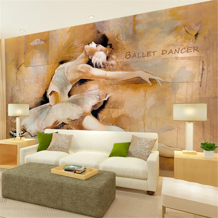 European retro background jumping ballet dancer TV background wallpaper Living room bedroom sofa custom mural Home wall Decor