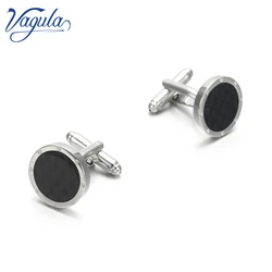 VAGULA Bonito Gemelos Carbon Fiber Men Cufflinks Top Luxury Brand gift Party Wedding Suit Shirt Button Cuff links 10138