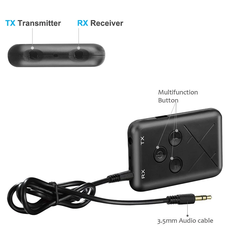 2 In 1 Bluetooth 4.2เครื่องส่งสัญญาณแจ็ค3.5มม.แฮนด์ฟรี Music Receiver เครื่องส่งสัญญาณบลูทูธสำหรับ TV PC ไร้สายอะแดปเตอร์เสียง