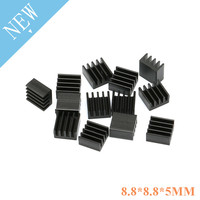 10pcs 8.8*8.8*5mm Small Tiny Silver  Black Heatsink Aluminum Heat Sink Radiator Cooler