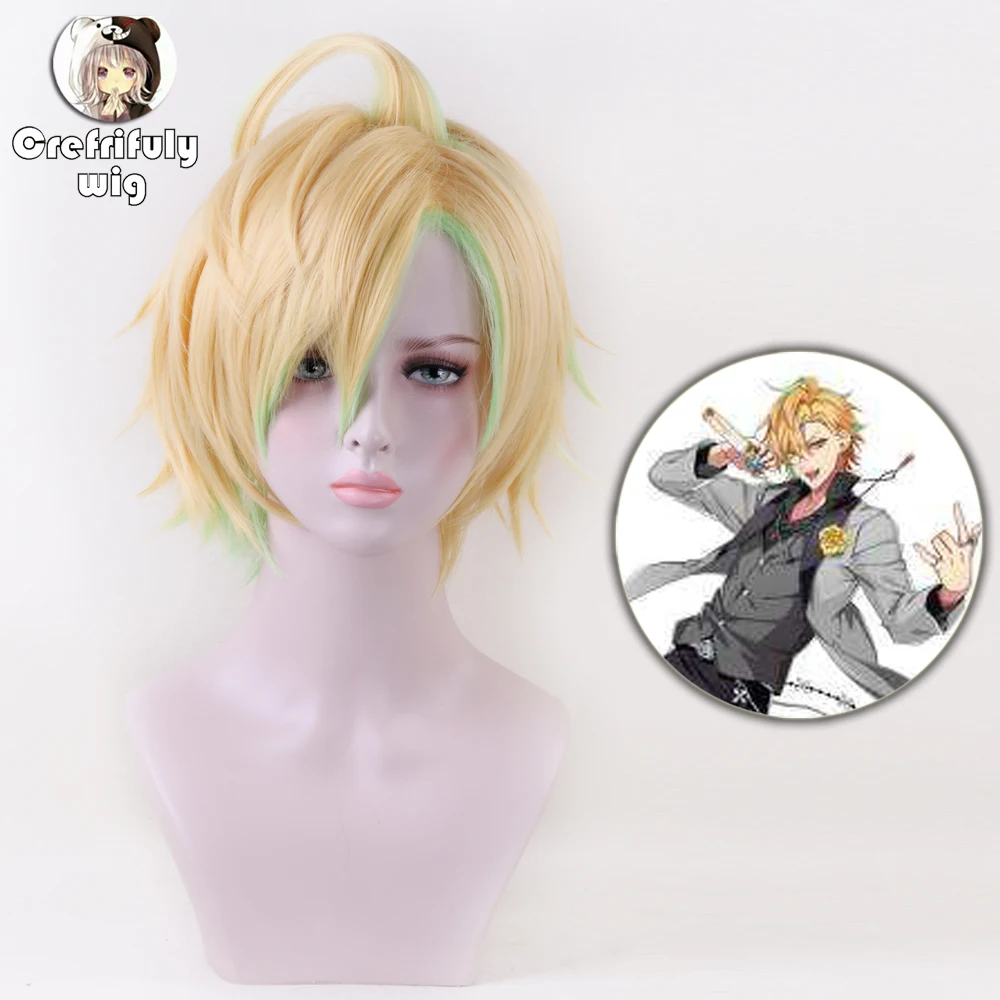 

High Quality Synthetic Anime Cosplay Hair Wigs Division Rap Battle Hypnosis MIC Hihumi Izanami Blonde Green Ombre Wig +Wig Cap