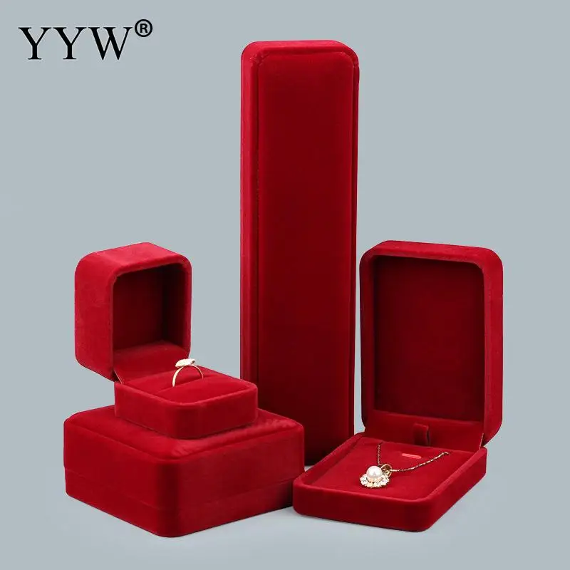 Luxury Red Velvet Jewelry Set Box for fashion Earrings Bracelet Ring Necklace Cases Display Package Wedding Jewelry Gift Boxes