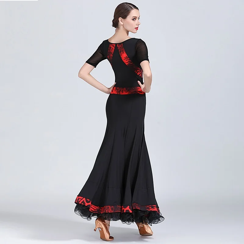 Cross Contrast Color Ballroom Dress Woman Dance Clothes Spanish Flamenco Dress Viennese Waltz Dress Dance Wear Party Costumes