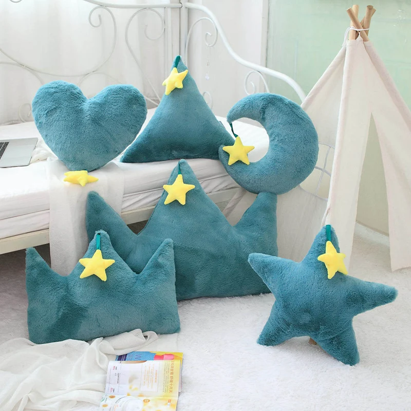 Lovely Sky Series Pillow Crown Moon Star Heart Plush Toys Soft Pillow Sofa Cushion Bed Decoration Lovely Birthday Gift For Girl