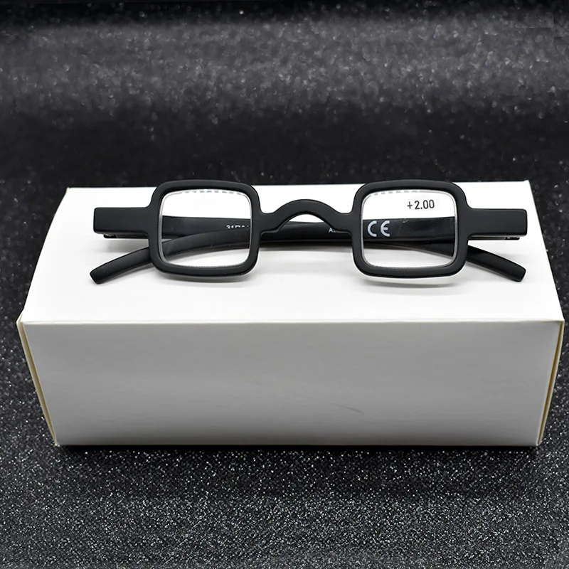 Unisex Germany Mini Black Reading Glasses Retro Vintage Small Square Frame Magnifier Eyewear Gift For Needle Top +1.5 +2.0 +2.5