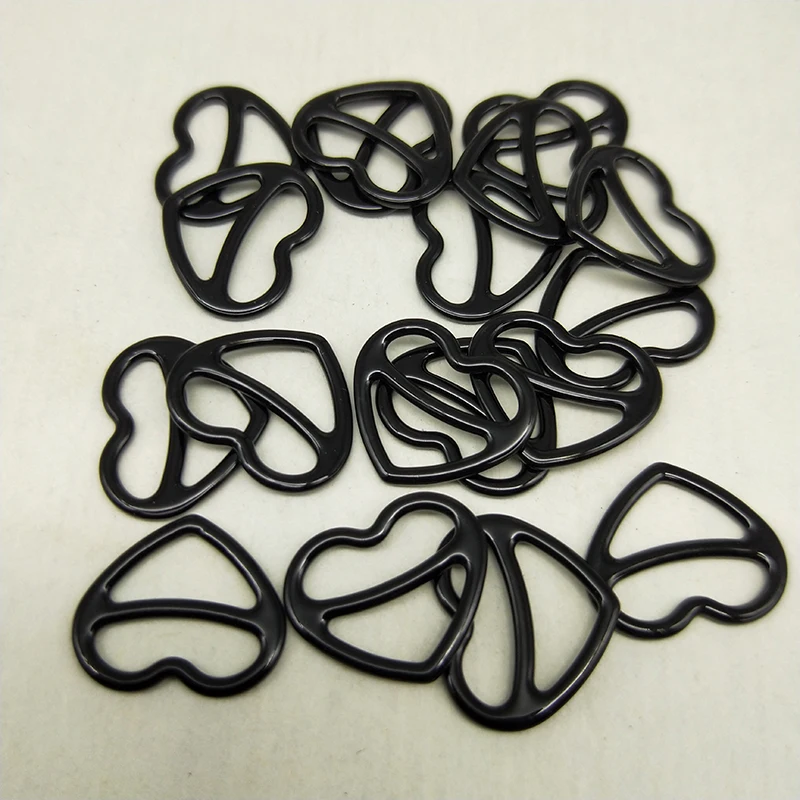 Heart shape Bra material PP metal bra strap hooks Nylon Coated Lingerie 12 mm 12 pcs/lot