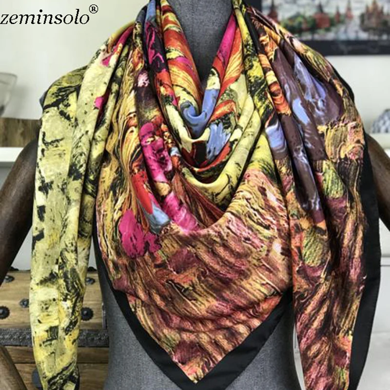 New Women Square Silk Scarf Luxury Designer Brand Ladies Scarves For Women Female Bandana High Quality Shawls Stoles Girl Gifts