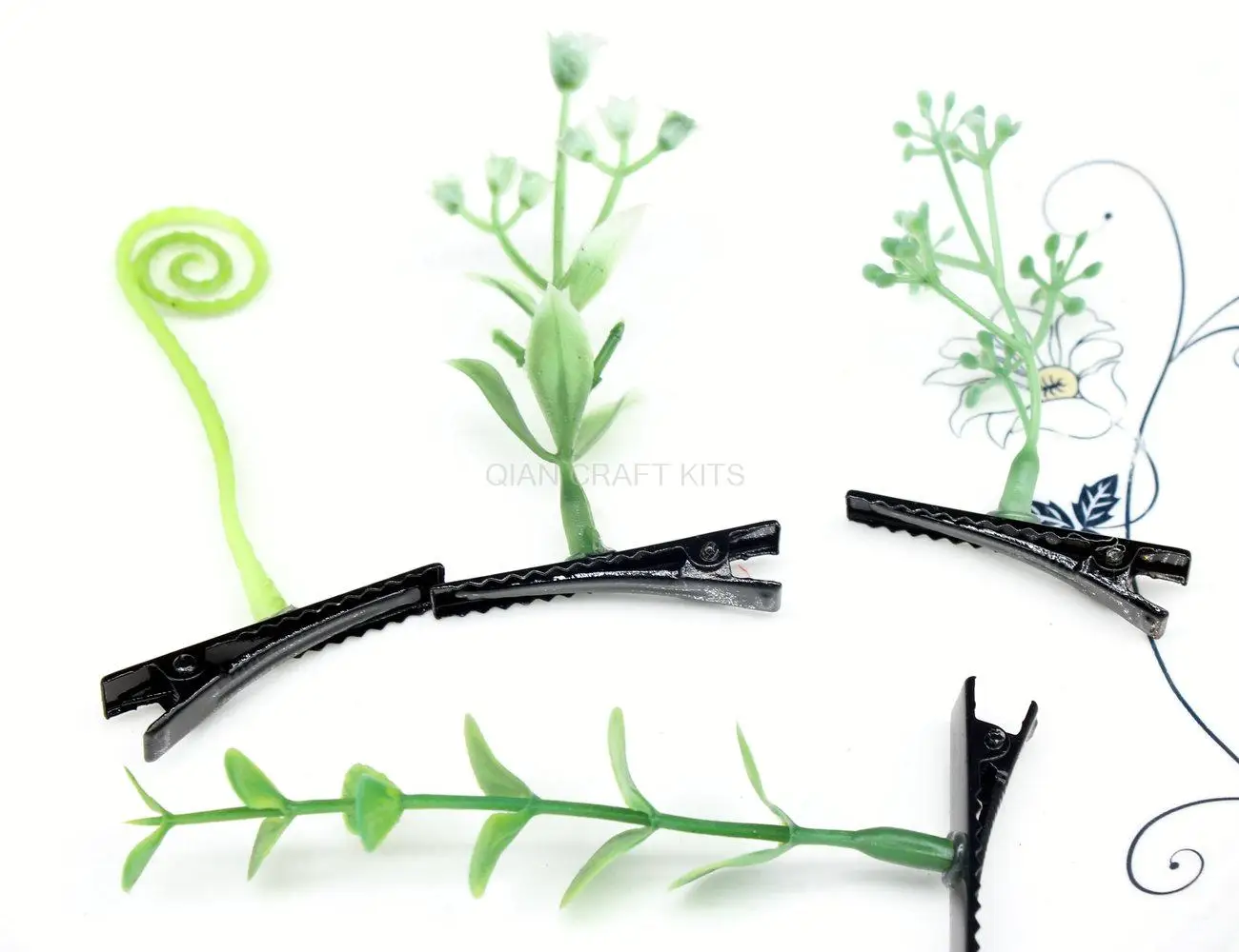 50pcs/lot Novelty Grass Clips 2015 New Popular Headwear Clasp Antenna Hairpins Hair Pin Bean Sprout Headwear 42mm