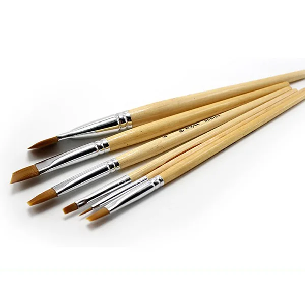 5 pcs/set Wooden Short rod Nylon Hair Brushes Watercolor Paint Brush Oil Painting Brush for Professional Art Students Supplies