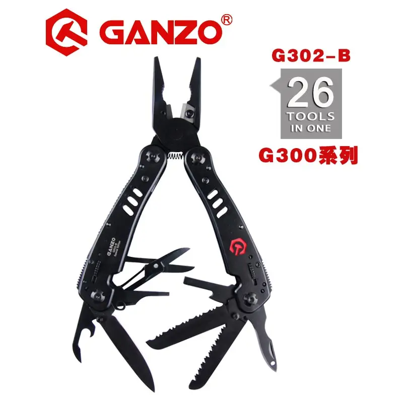 Ganzo G302 G302B G302-B Multi pliers 26 Tools in One Hand Tool Set Screwdriver Kit Portable Folding Knife Stainless pliers