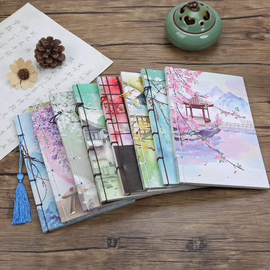 MIRUI A5 Chinese style Color painting page Vintage Notebook with tassel Cute Retro handbook Exquisite stationery School Office