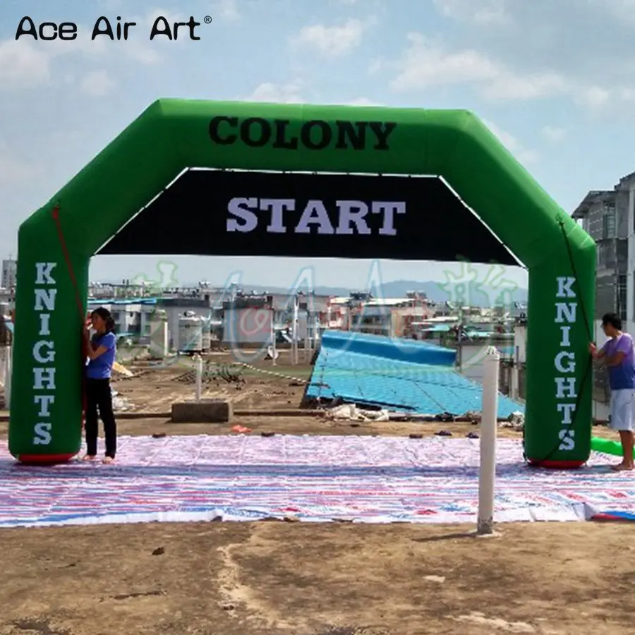 Custom Start Finish Line Green Inflatable Archway with Removable Banner for Advertising and Sport Event