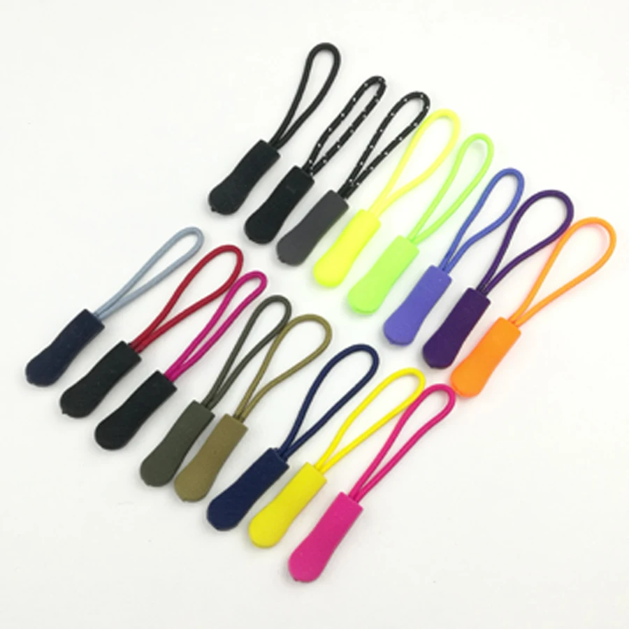 Colorful Silicone Rubber Zipper Pull Ropes Zip Puller Fastener Backpack Luggage 10Pcs For DIY Clothing Accessories