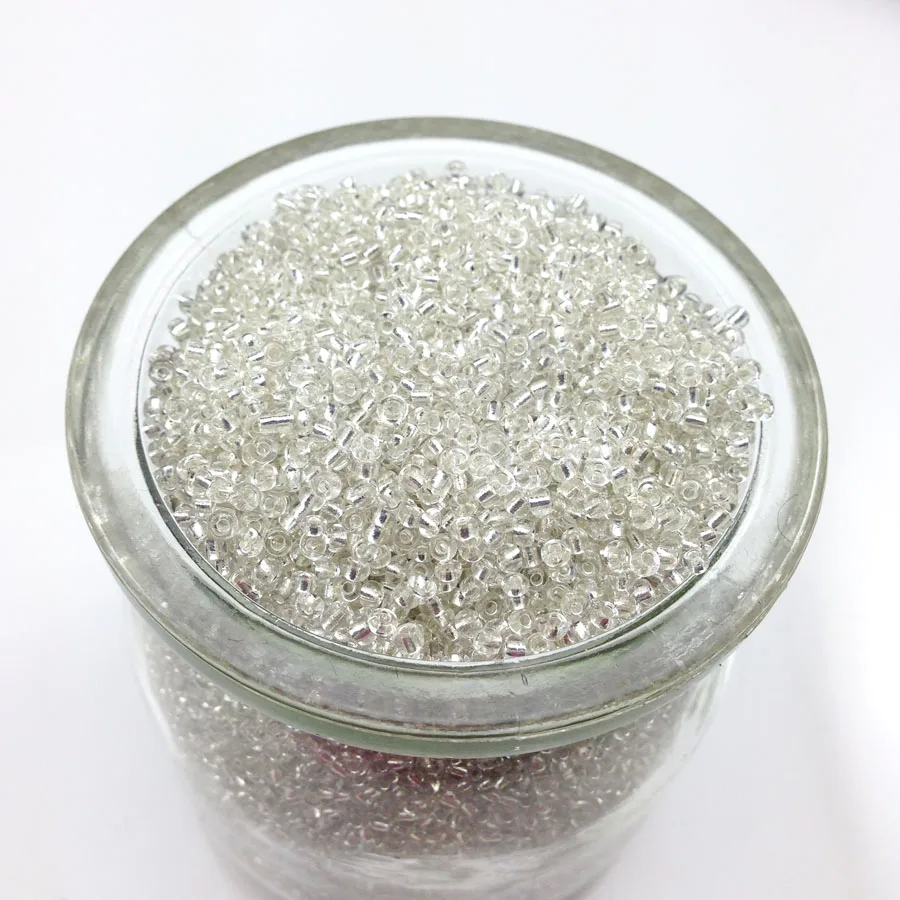 16g 1000pcs 2mm 12/0 Silver Color Silver Lined Round Loose Spacer Beads Cezch Glass Seed Beads Jewelry Making DIY Garment Bead