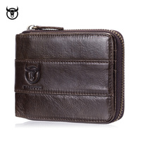 Genuine Leather Men's Wallets Small Coin Pocket Purse Retro Zipper Wallet Cowhide Leather Card Holder Pocket Purse Men Wallets