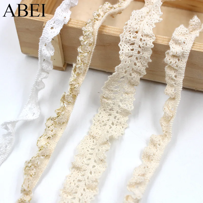 5yards/lot Elastic Beige Lace Trims Cotton White Stretch Lace Ribbon Diy Socks Dress Hometexile Edge Wrap Webbing Tape Ornament