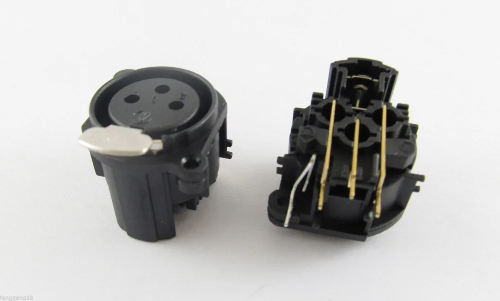 Conector de 3 pinos fêmea xlr, conector de montagem para painel, 3 pinos, cobre, banhado a ouro, 1 peça