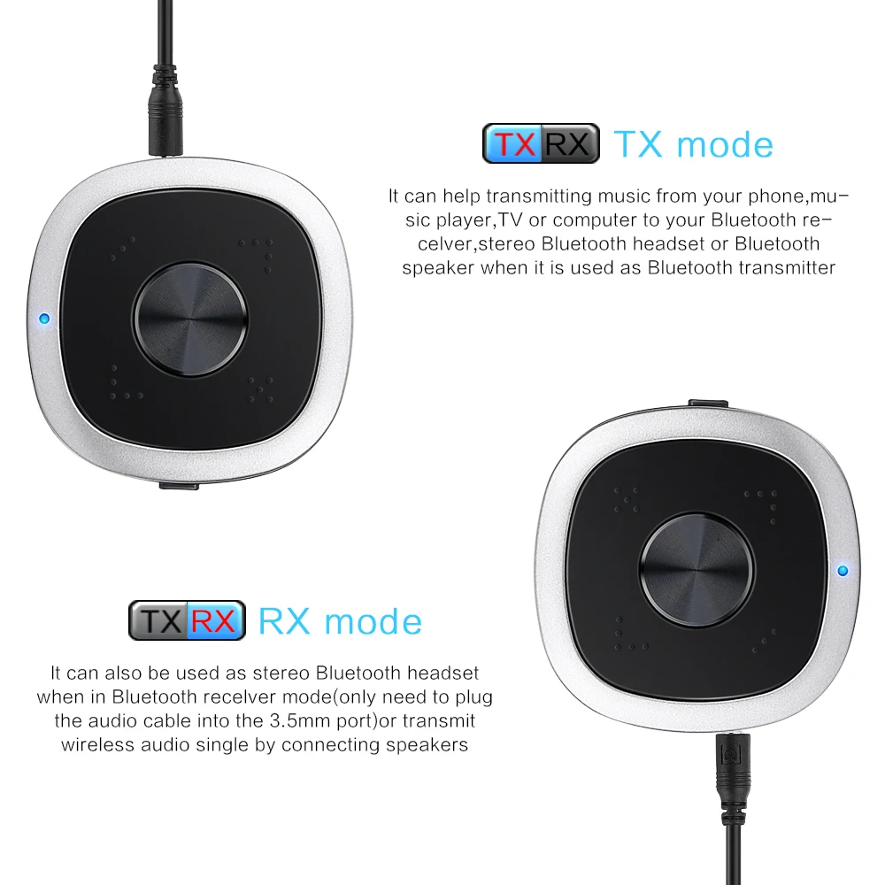 Transmisor y receptor Bluetooth, Mini Adaptador de Audio inalámbrico con aptX de baja latencia y enlace Dual Bluetooth para estéreo doméstico Sy