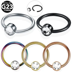 1PC G23 Titanium with Flat Gem CBR Ball BCR Helix Piercing Septum Piercing Nose Rings Labret Lip Rings Piercing Body Jewelry 16G