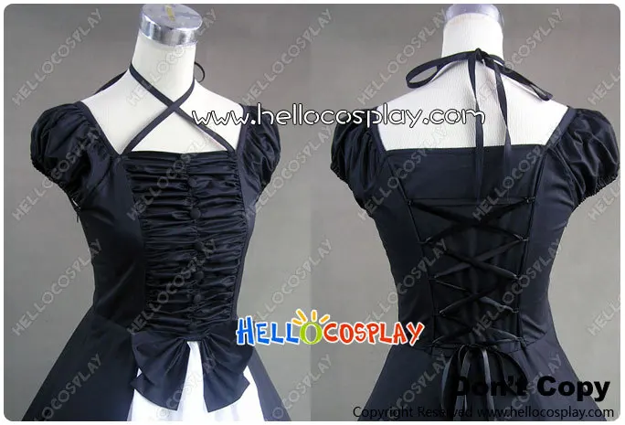 Civil War Gothic Lolita Satin Ball Gown Black Dress H008