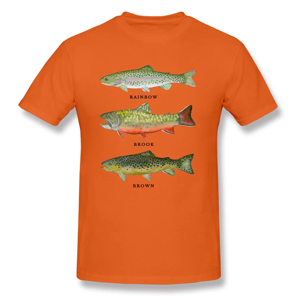 Fish Trout Triad Rainbow Grey O Neck T Shirts Summer/Autumn Tops & Tees Short Sleeve for Men High Quality All Cotton T Shirt