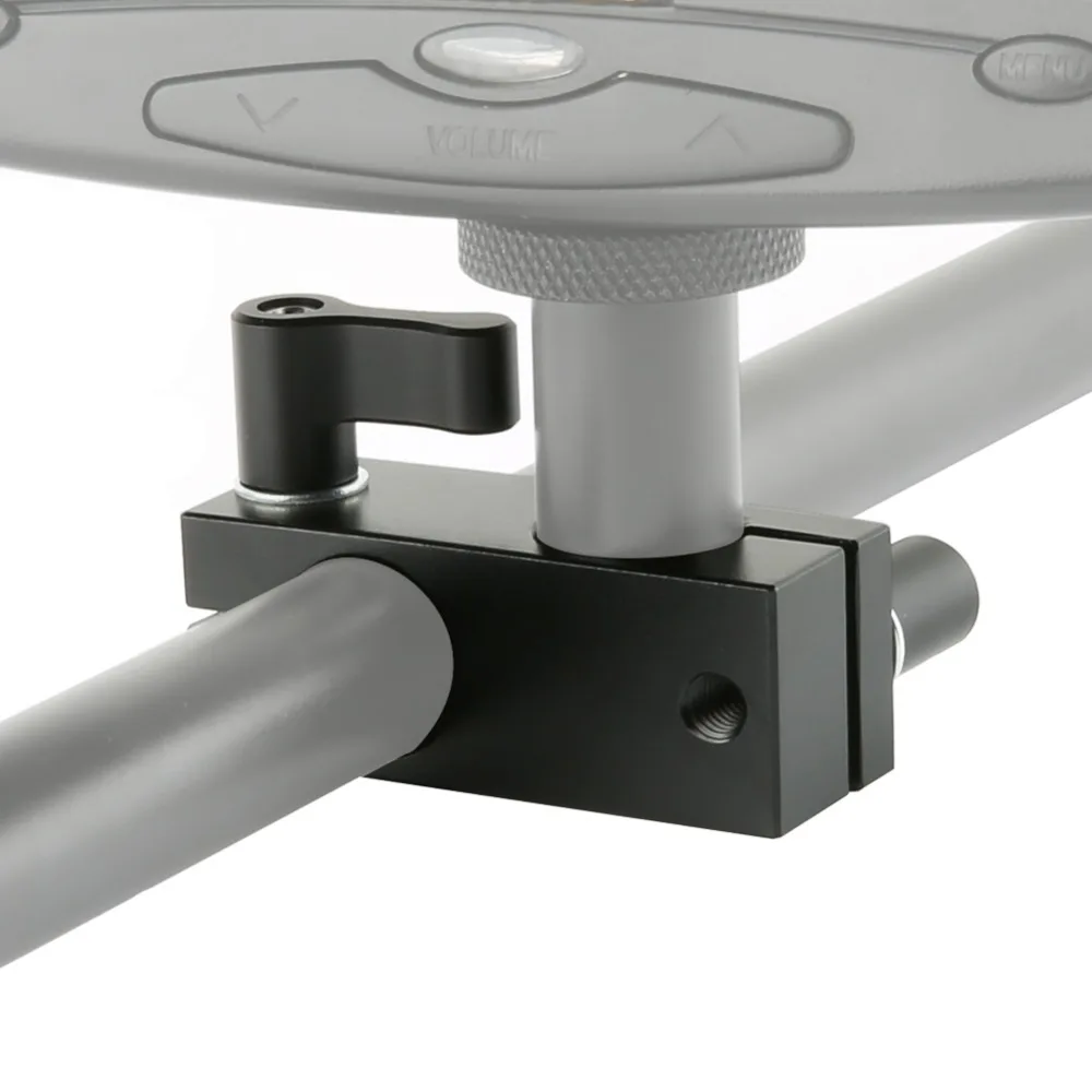 NICEYRIG Double Rod Clamp 15mm 90 Degrees Vertically Rail Connector Adapter DSLR Camera Rig Aluminum Alloy Black 2pcs Hand Screw