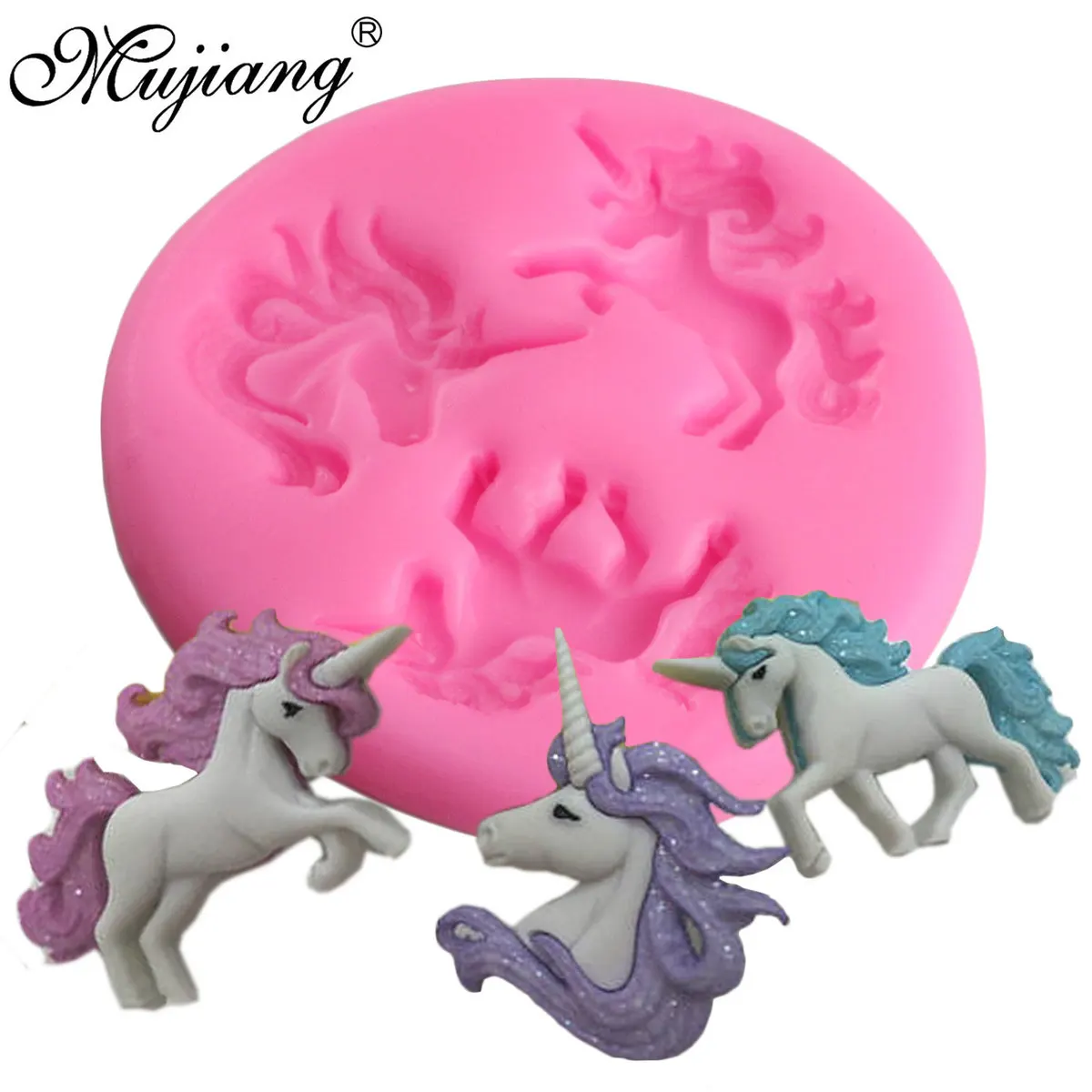 Mujiang Unicorn Silicone Mold Baby Birthday Fondant Cake Decorating Tools Unicornio Candy Chocolate Gumpaste Polymer Clay Moulds