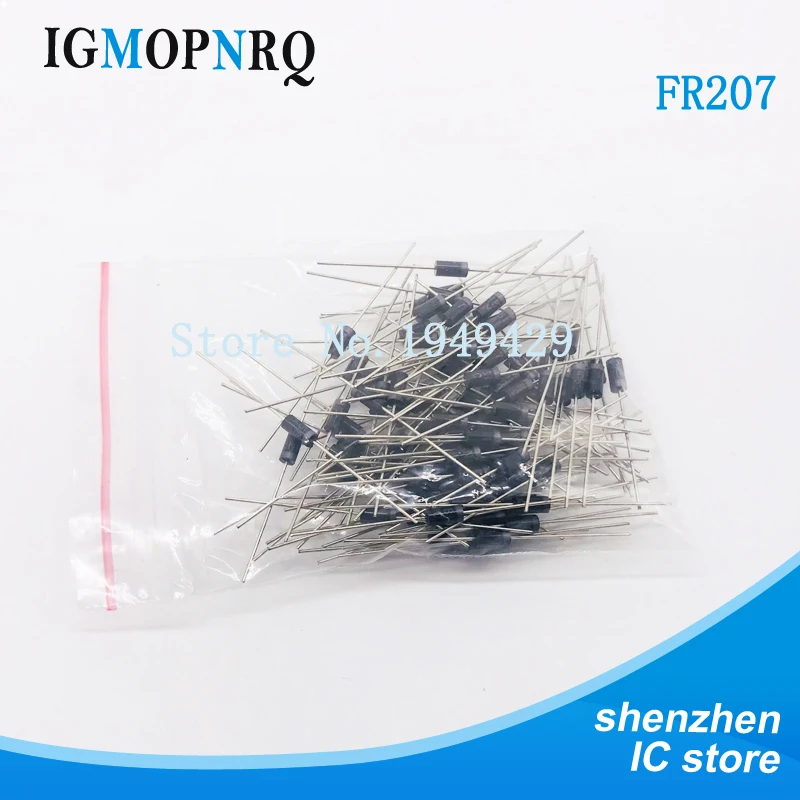 100PCS/Lot New FR207 fr207 Rectifier Diode 2A 1000V DO-15 Wholesale Electronic