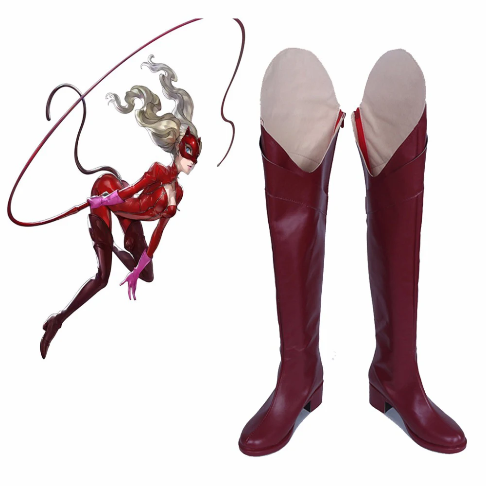 

Persona 5 Anne Takamak Red Long Cosplay Boots Shoes Anime Party Cosplay Boots Custom Made Women Shoes