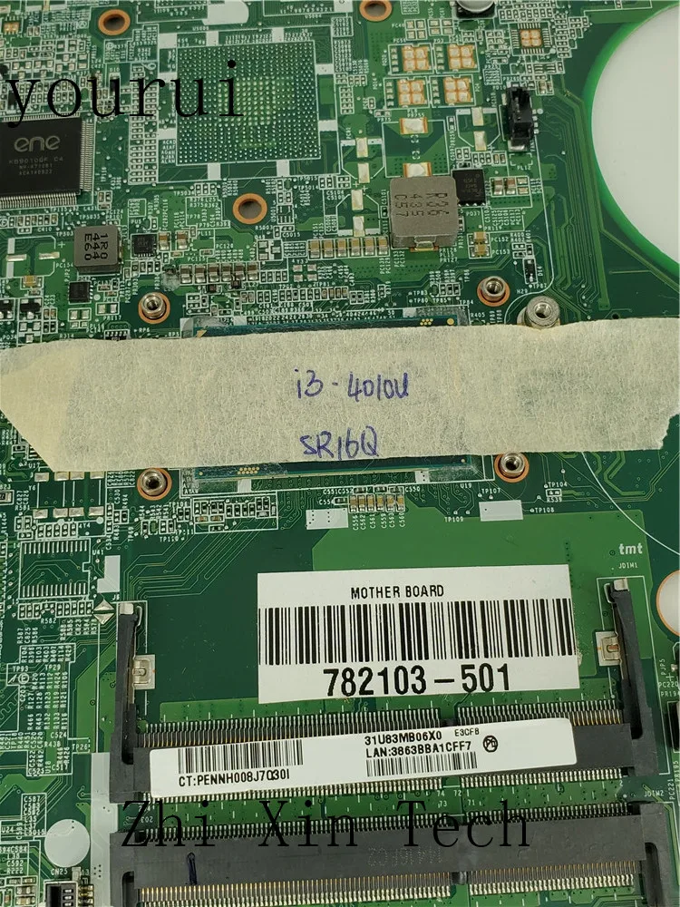 yourui For HP Pavilion 15-F 15-F010DX Laptop Motherboard SR16Q i3-4010u CPU 782103-501 782103-001 DA0U83MB6E0  work well