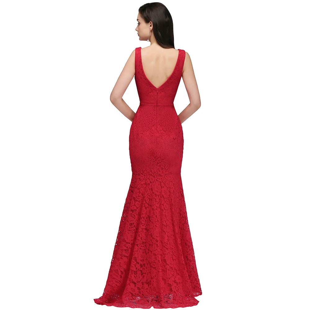 Im Lager Elegante Chiffon Lange Meerjungfrau Brautjungfer Kleider Frauen Damen V-ausschnitt Braut Maxi Lange Abendkleid Prinzessin Spitze Kleider