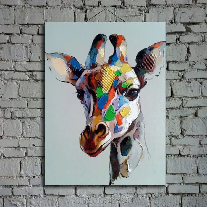 

Modern abstract oil paintings on canvas for pop art giraffe manual painting animals pop art household adornment picture