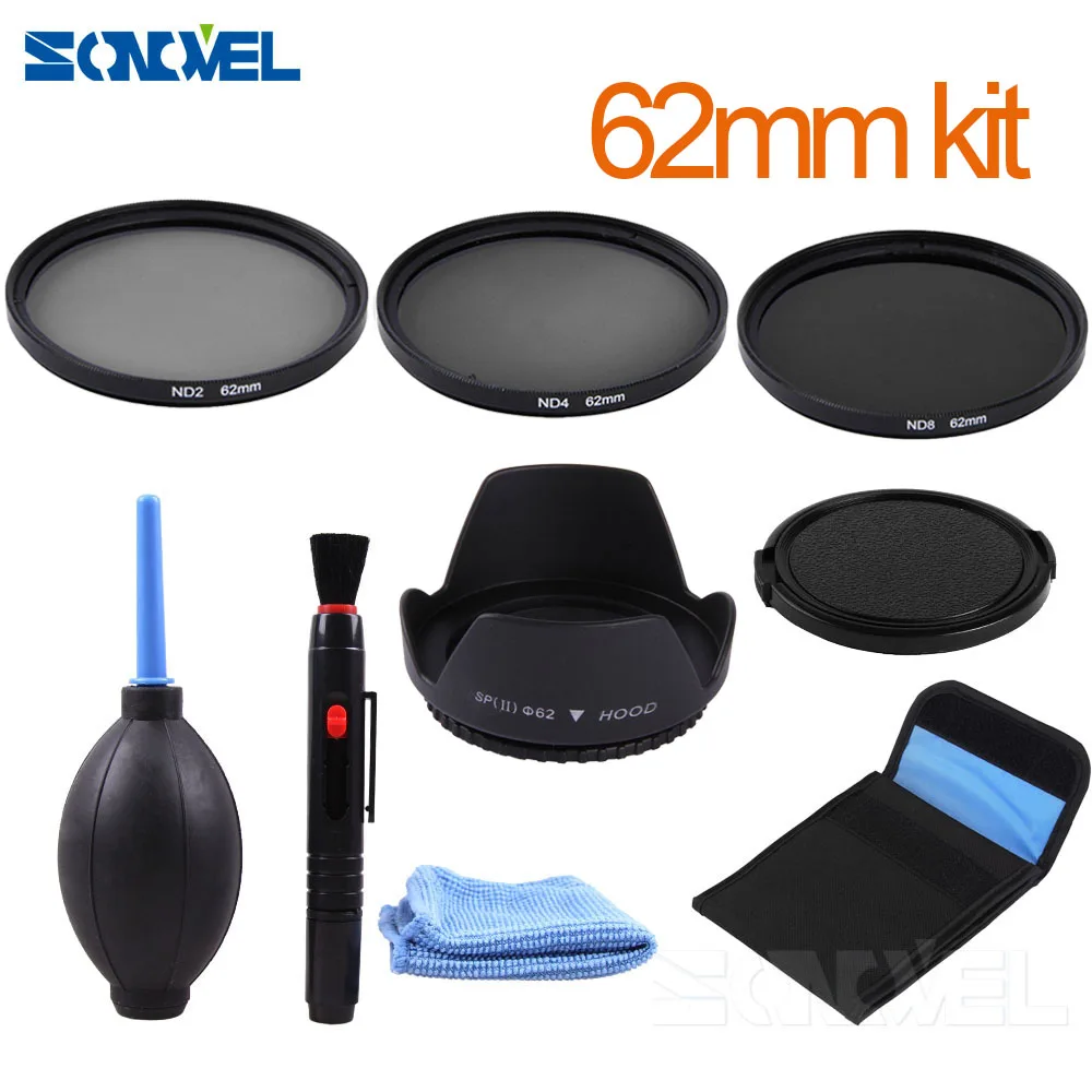 62mm ND2 ND4 ND8 Neutral Density Filter Lens Set+Lens Hood For Sony NEX-5R NEX-F3 NEX-6/7 A6500 A6300 E 18-200mm / E 10-18mm f/4