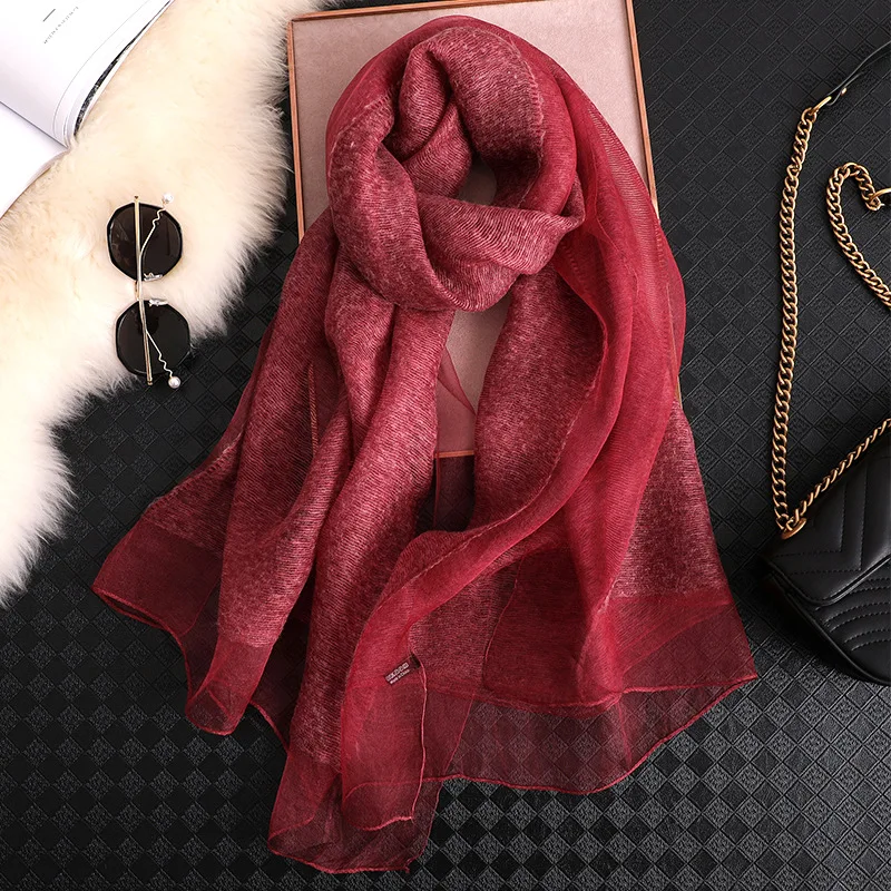 Brand 2023 Women Silk Scarf Female Solid Foulard femme pashmina Shawls and wrap big size Scaves beach towel bandana muslim hijab