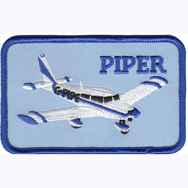 Embroidered PIPER Plane Patch Made of Twill with Merrow Border and PVC backing Customized & MOQ50pcs Per Item Free shipping