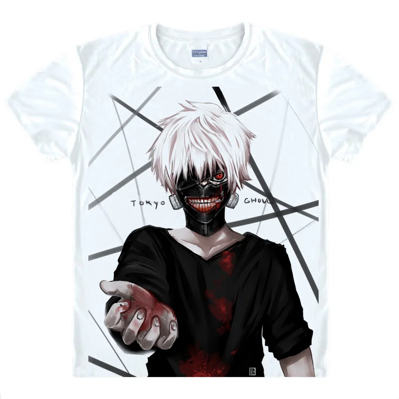 Coolprint Japanese Anime Shirt Tokyo Ghoul T-Shirts Multi-style Short Sleeve Ken Kaneki One-Eyed King Cosplay Costume Kawaii