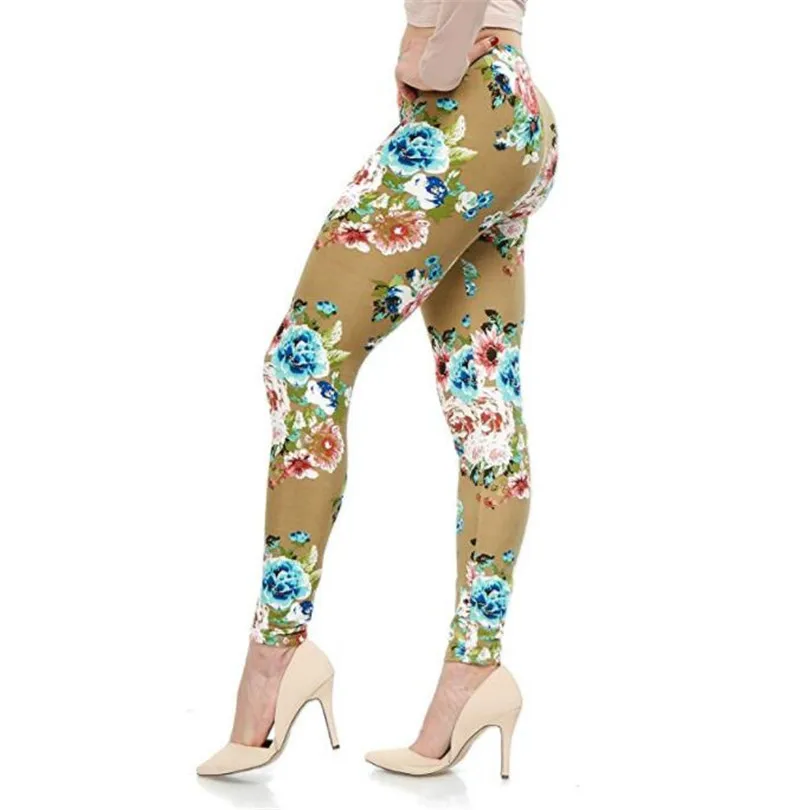 YRRETY Stripe Print Flower Pattern High Waist Push Up Legging Plaid Colorful Pants Fashion Clothing Stretch Flower Star Trousers