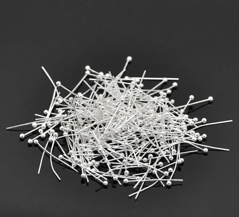 DoreenBeads 1000PCs Silver color Copper Ball Head Pins Findings for Jewelry Makiing DIY Accessories 20x0.5mm(24 Gauge)