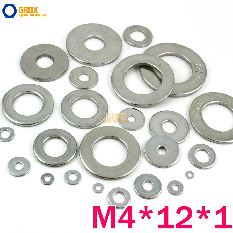 

200 Pieces M4*12*1mm 316 Stainless Steel Flat Washer Marine Grade