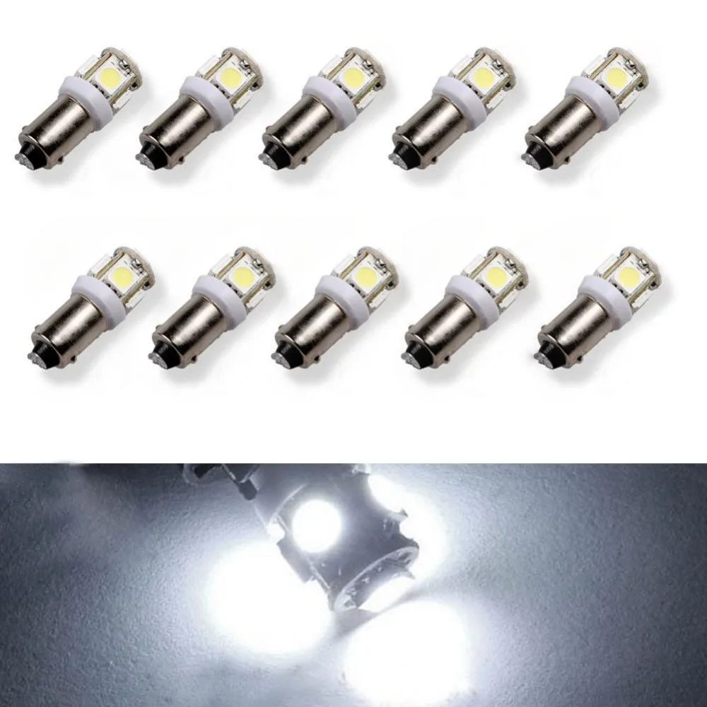 10Pcs/Lot BA9S T11 5SMD 12V 5050 Car LED Light Interior Bulb Lamp T4W 1815 H6W White