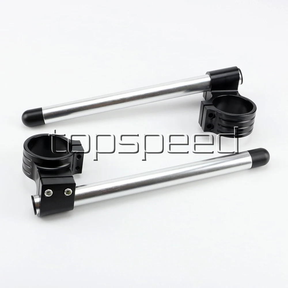 46MM Silver/Black Motorcycle CNC High Lift Adjustable Clip Ons On Handle Bar Handlebar