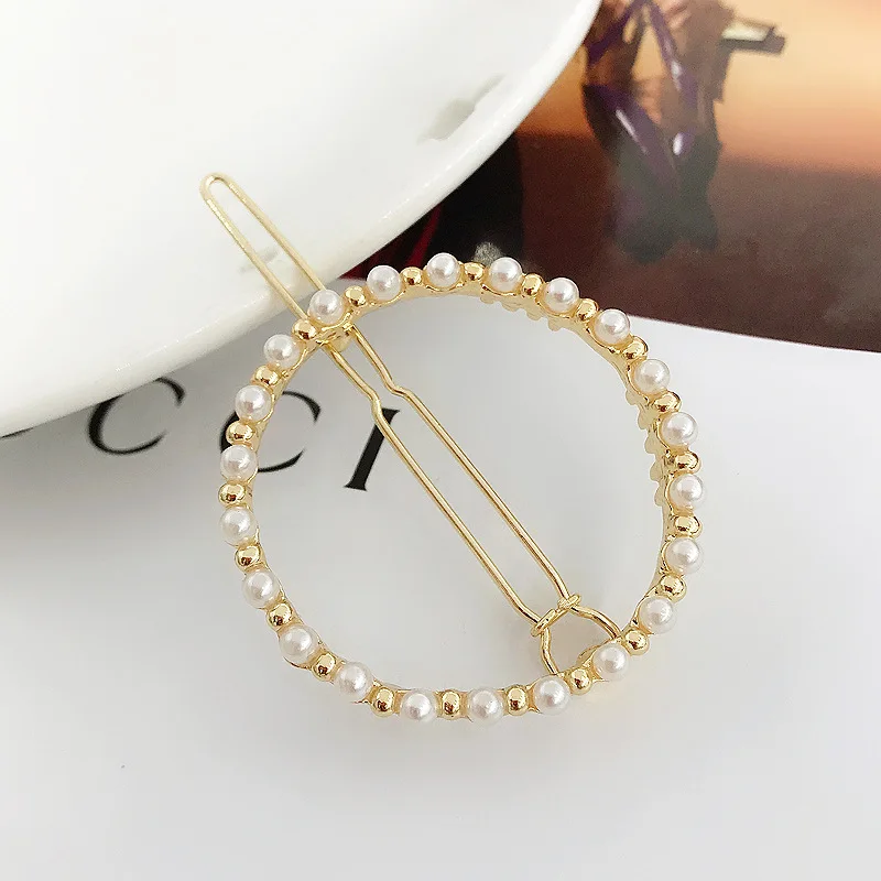 2019 New Fashion geometric Pearl rhinestone hairpin ball side clip Accessories For Women Girls Hairgrip Hairclip Headwear